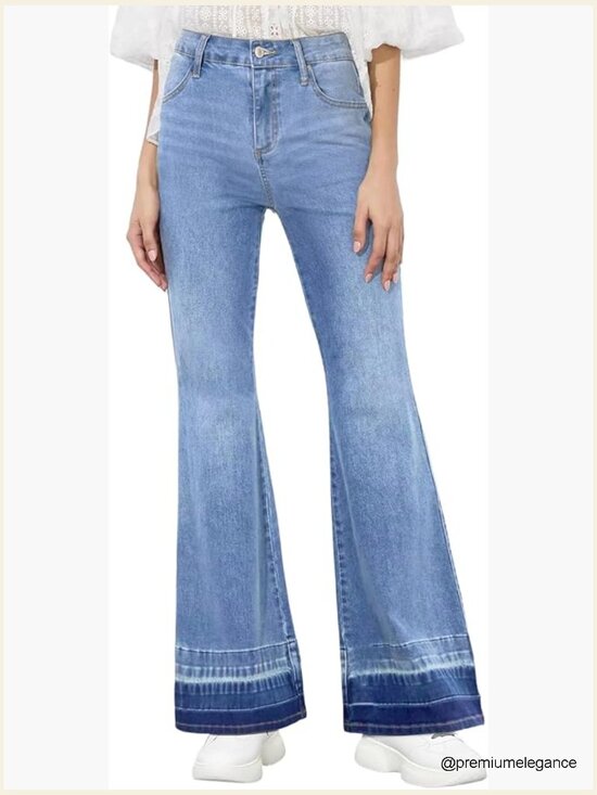 Denim - High Waist Bell Bottom Stretch Flare Jeans